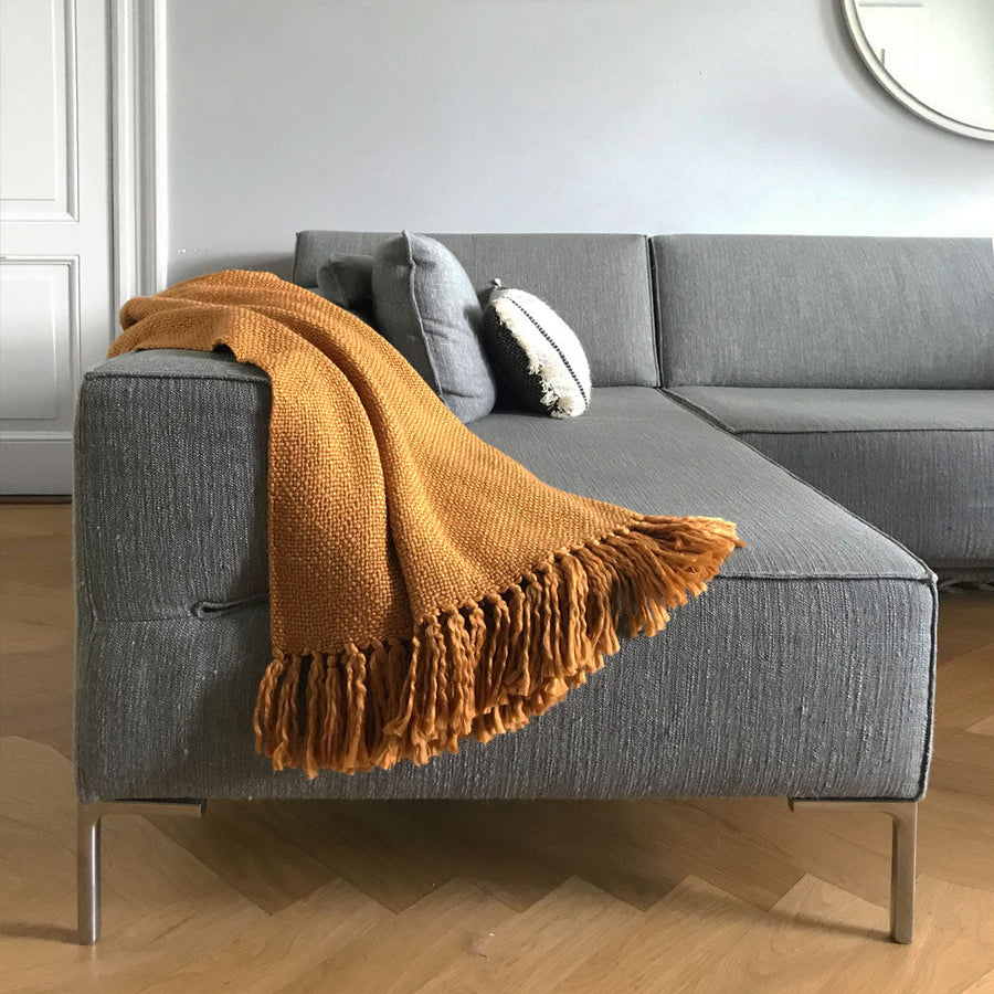 Malagoon plaid inca - okergeel - 125x150cm
