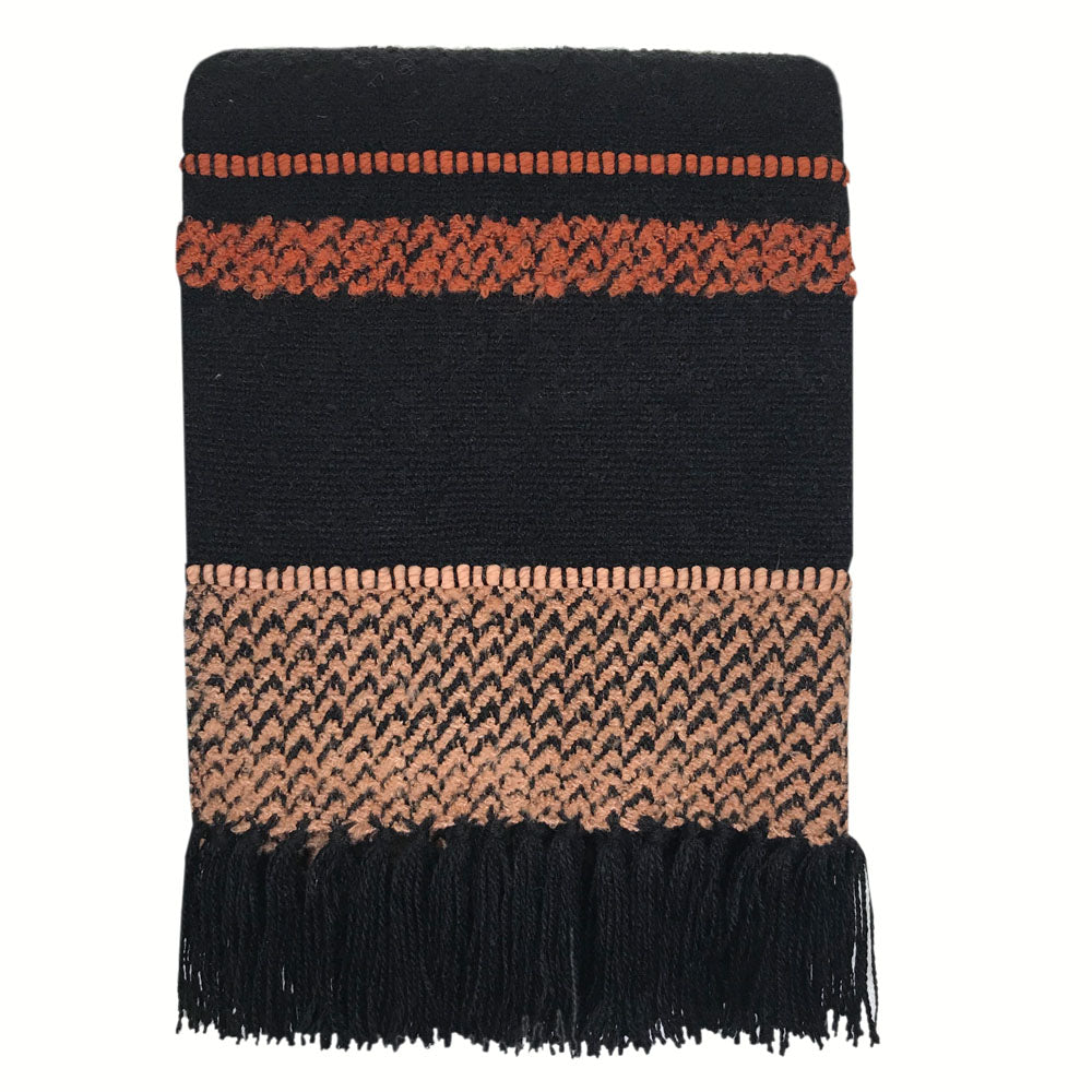 Malagoon plaid multicolour - zwart bouclé - 125x150cm