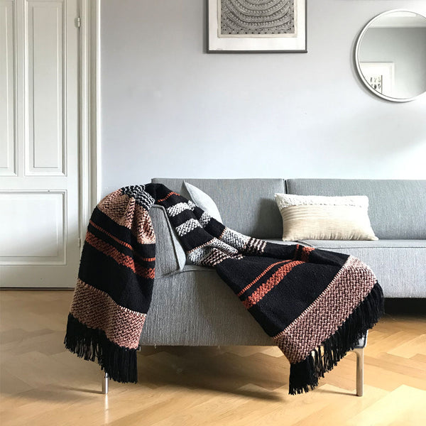 Malagoon plaid multicolour - zwart bouclé - 125x150cm