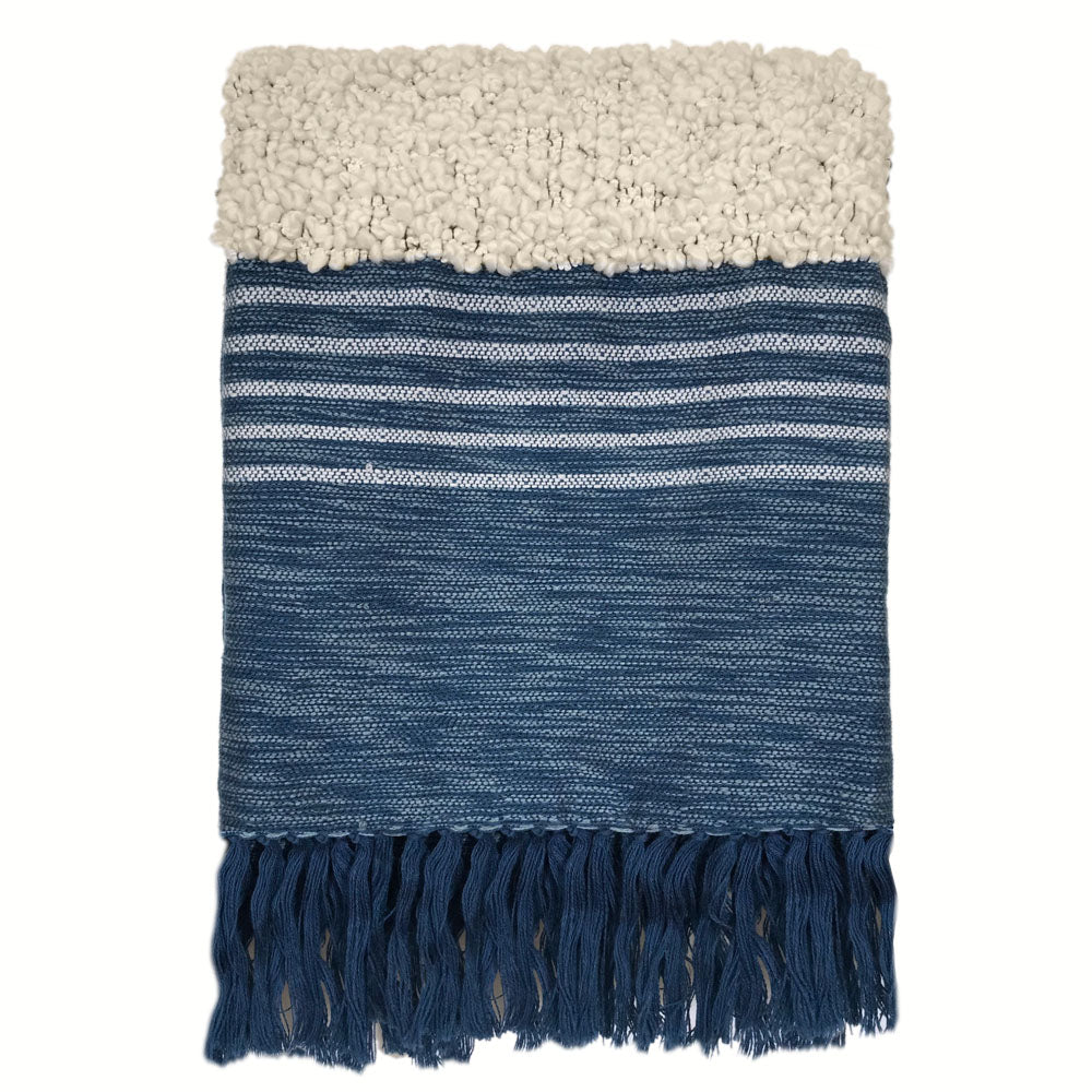 Malagoon plaid tribal - indigoblauw mélange - 125x150cm