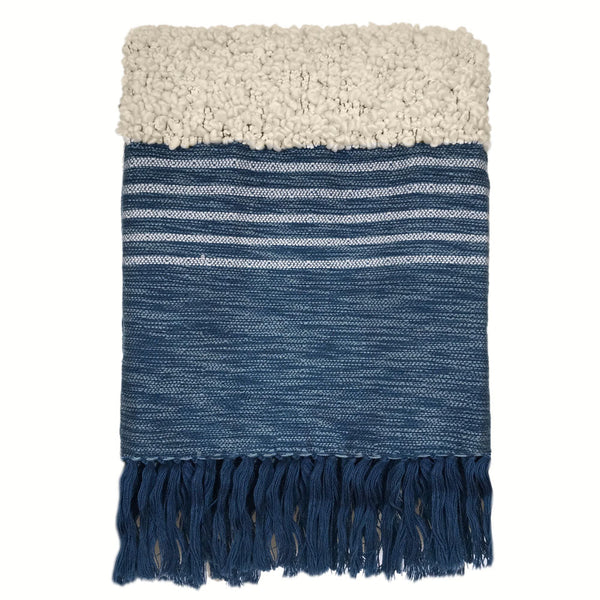 Malagoon plaid tribal - indigoblauw mélange - 125x150cm