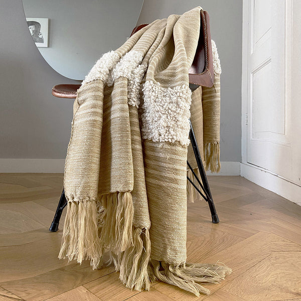 Malagoon plaid tribal - gebroken wit/beige mélange - 125x150cm