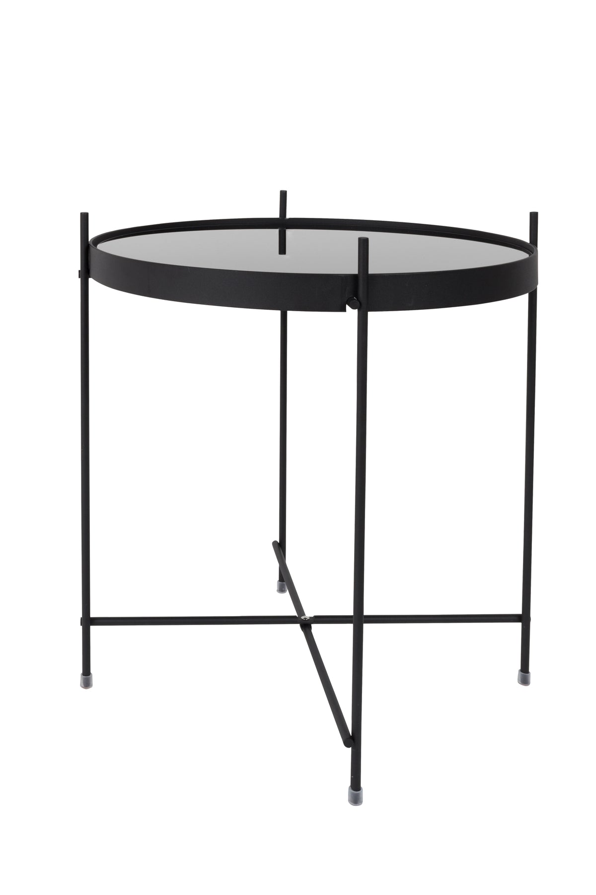 Cupid bijzettafel rond 43 cm glas/ metaal zwart