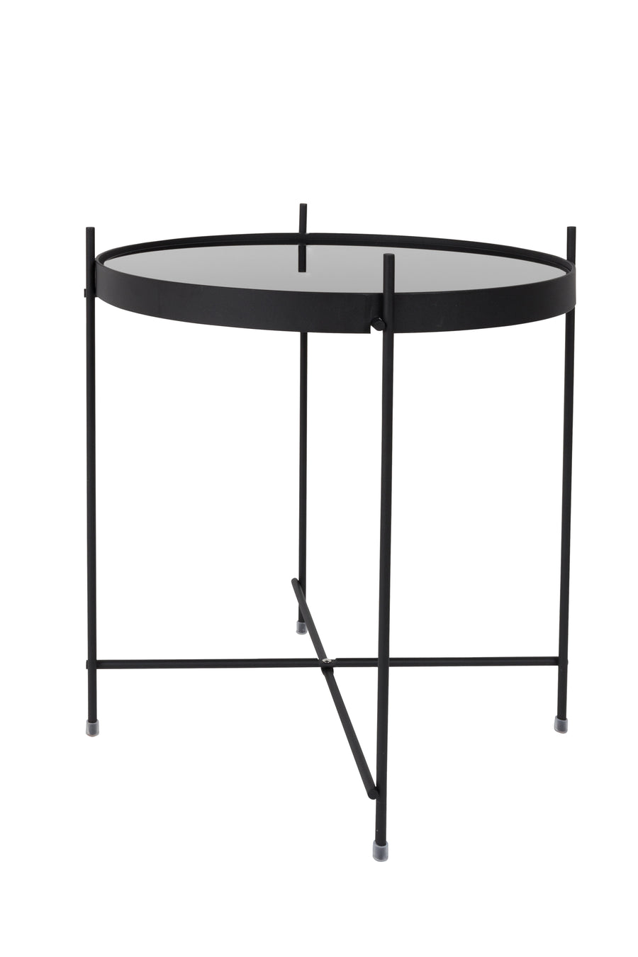 Cupid bijzettafel rond 43 cm glas/ metaal zwart