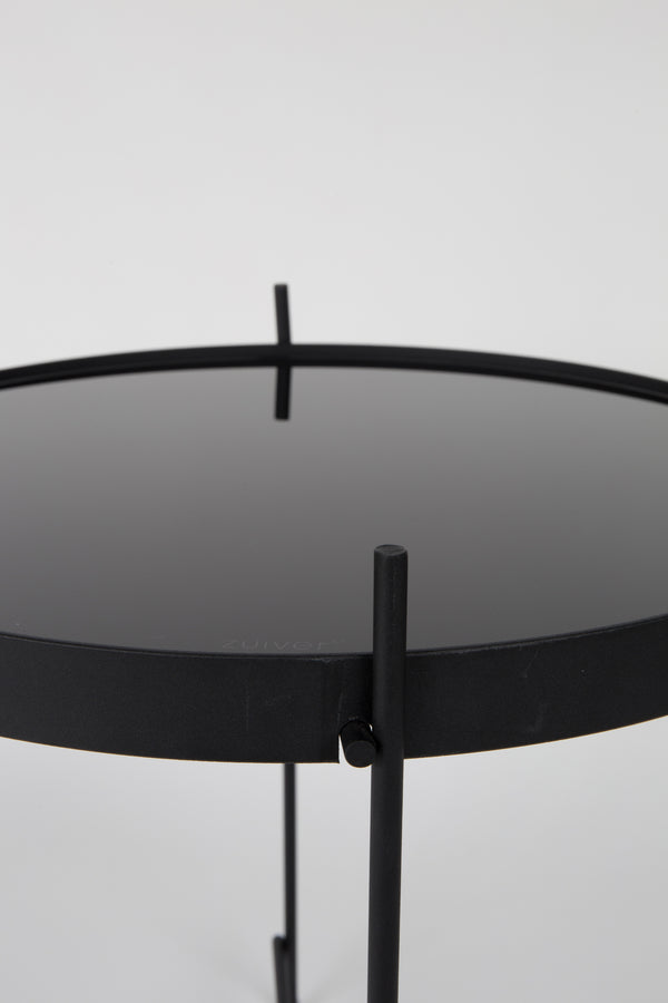 Cupid bijzettafel rond 43 cm glas/ metaal zwart