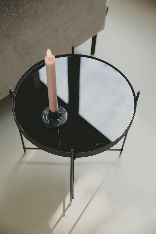 Cupid bijzettafel rond 43 cm glas/ metaal zwart