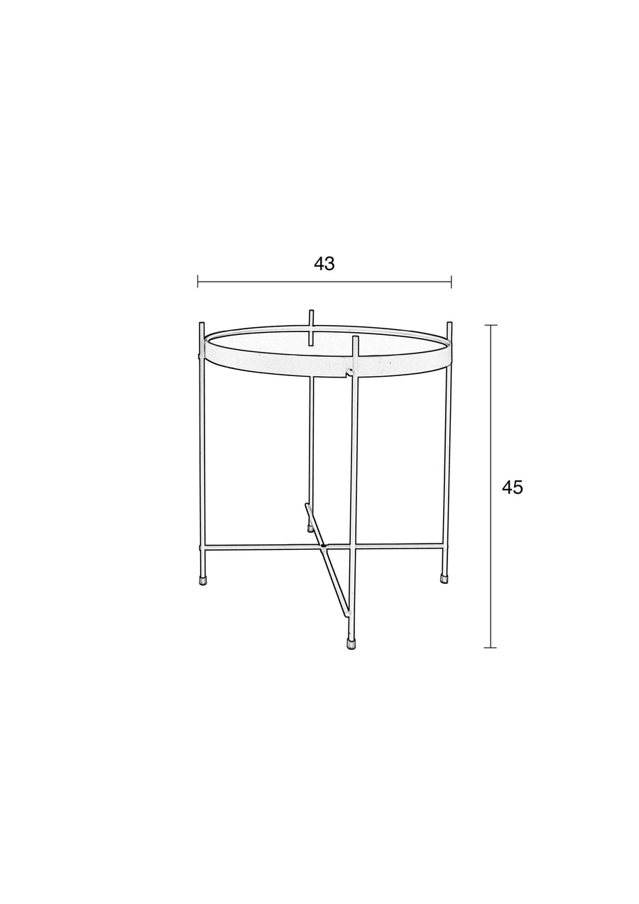 Cupid bijzettafel rond 43 cm glas/ metaal zwart