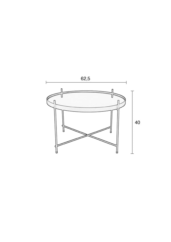 Cupid bijzettafel rond 62,5 cm glas/ metaal zwart