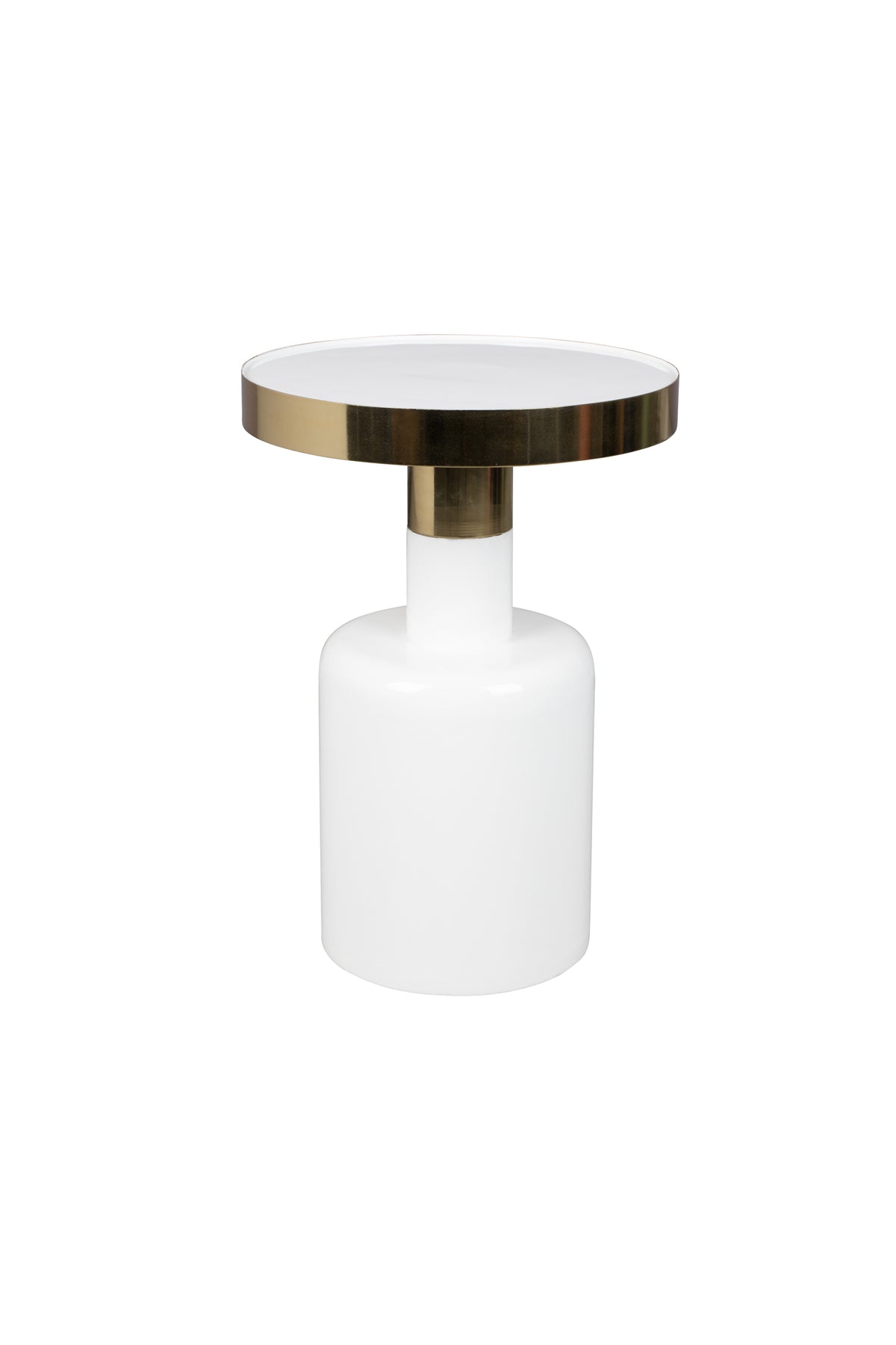 Glam bijzettafel rond 36 cm wit/ goud
