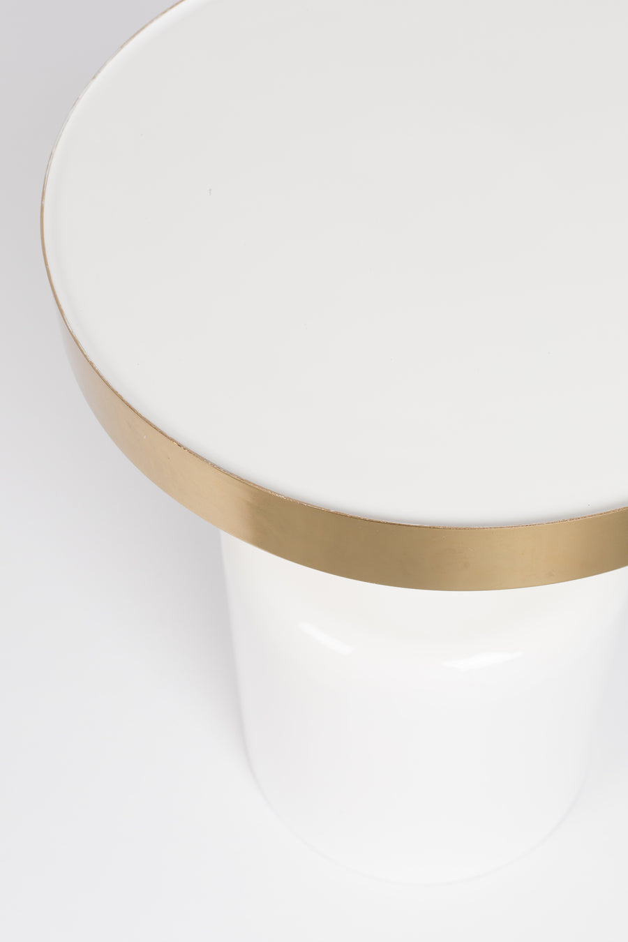 Glam bijzettafel rond 36 cm wit/ goud
