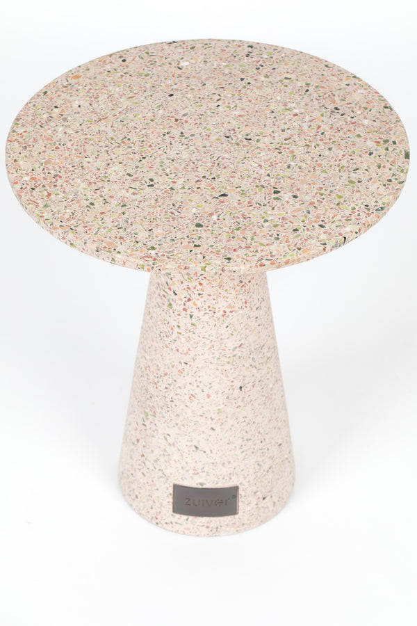 Victoria bijzettafel rond 41 cm terrazzo roze