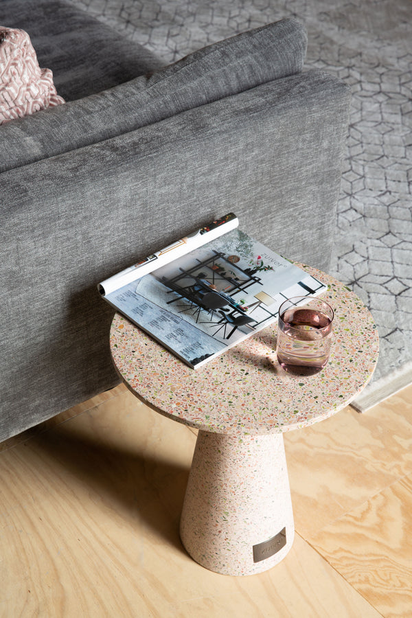 Victoria bijzettafel rond 41 cm terrazzo roze