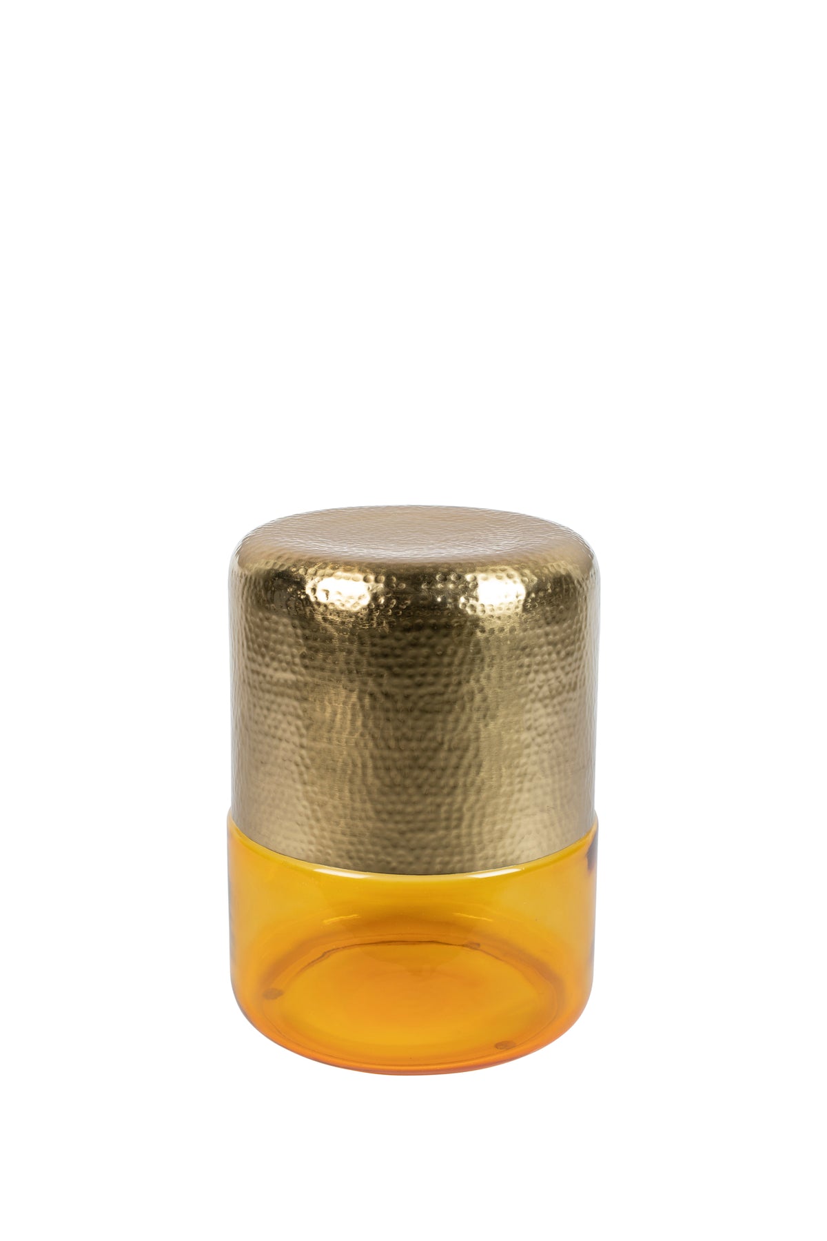 Cave bijzettafel rond 35 cm amber geel/ goud