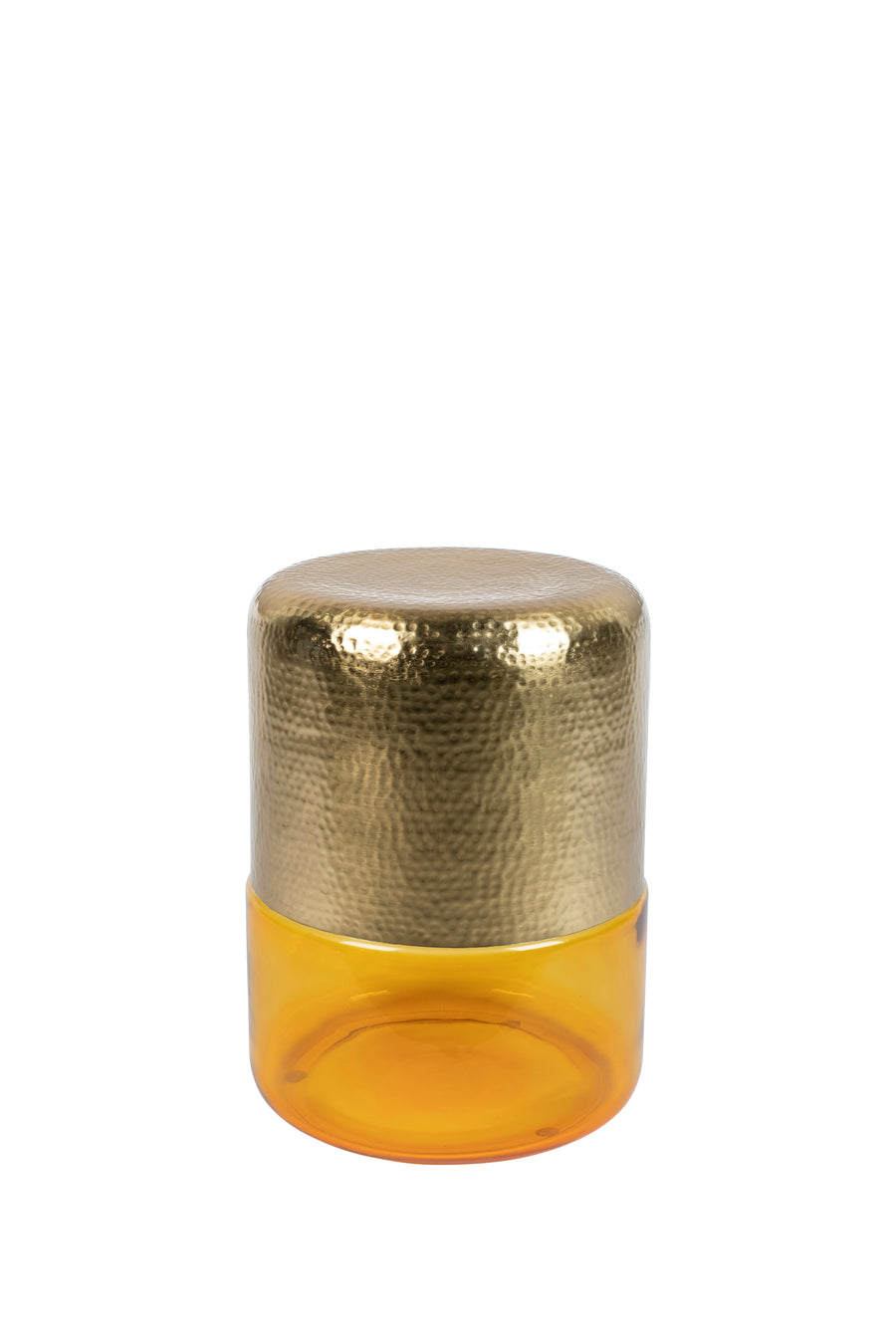 Cave bijzettafel rond 35 cm amber geel/ goud