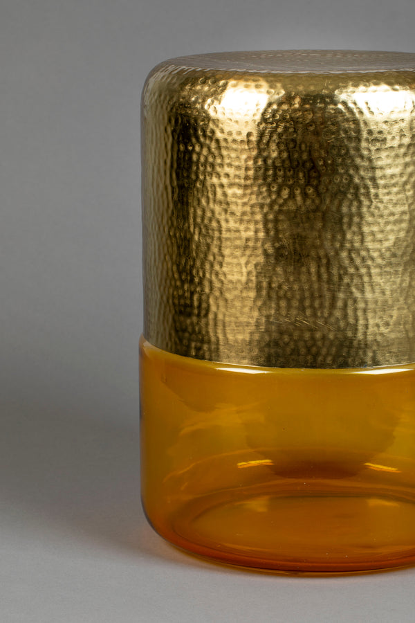 Cave bijzettafel rond 35 cm amber geel/ goud