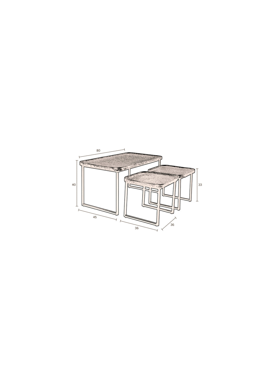 Salontafel Winston Set van 3 Zwart