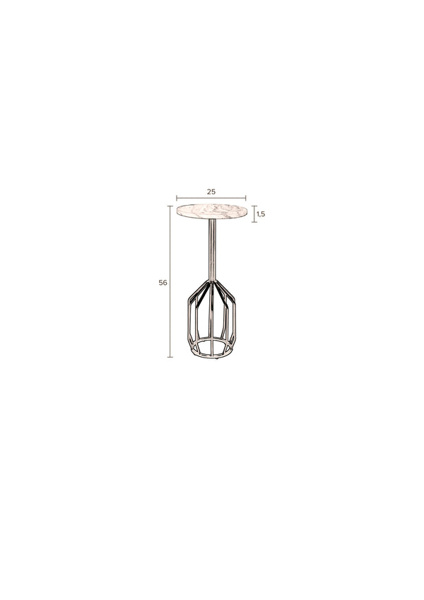 Salerno bijzettafel rond 30 cm marmer goud