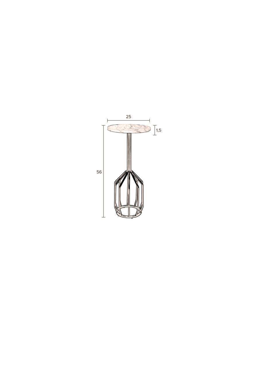 Salerno bijzettafel rond 30 cm marmer goud