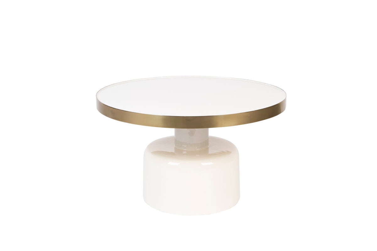 Glam salontafel rond 60 cm wit/ goud