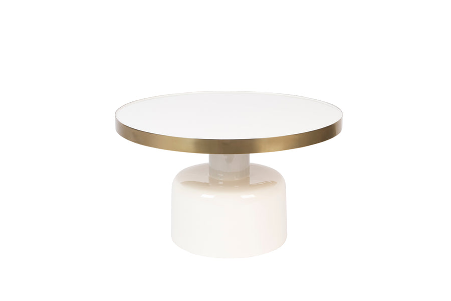 Glam salontafel rond 60 cm wit/ goud