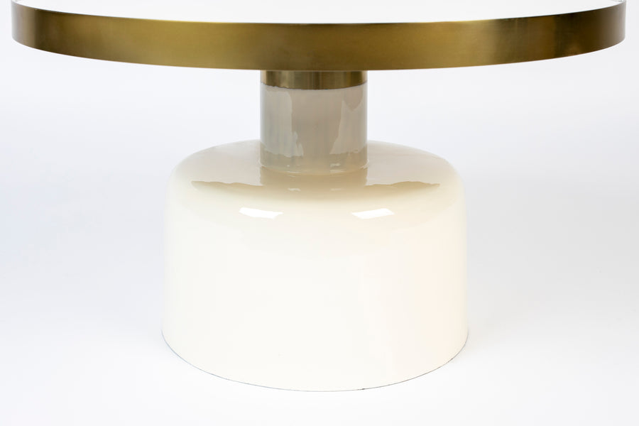Glam salontafel rond 60 cm wit/ goud