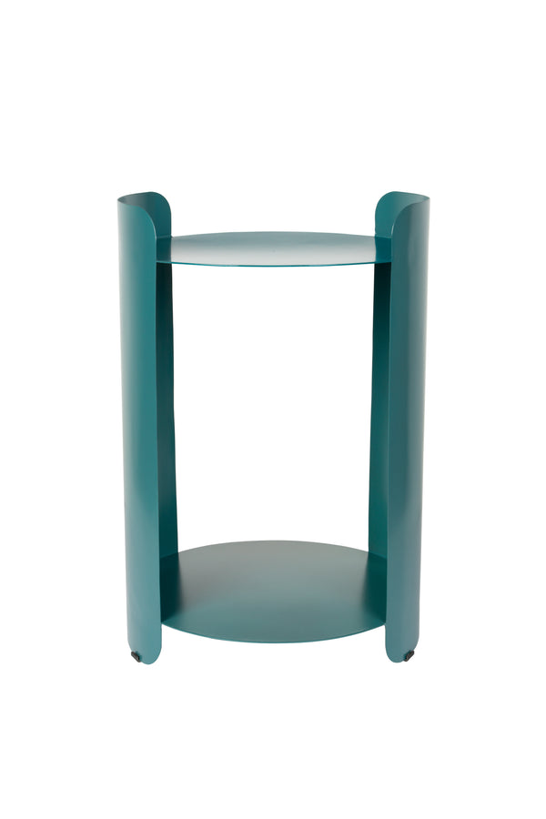 Navagio bijzettafel rond 31 cm metaal blauw