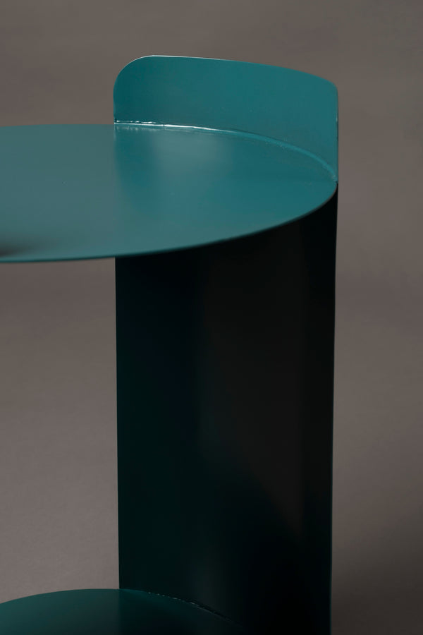 Navagio bijzettafel rond 31 cm metaal blauw