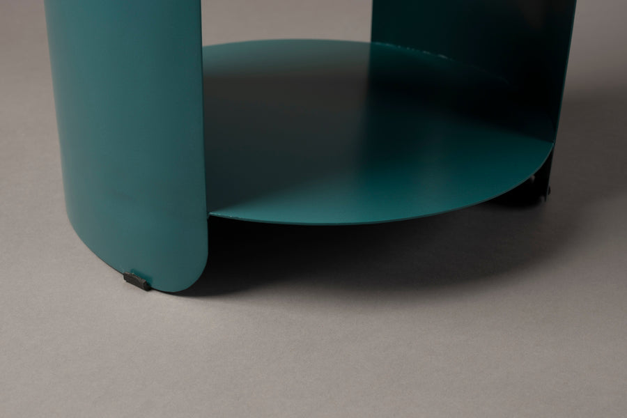 Navagio bijzettafel rond 31 cm metaal blauw