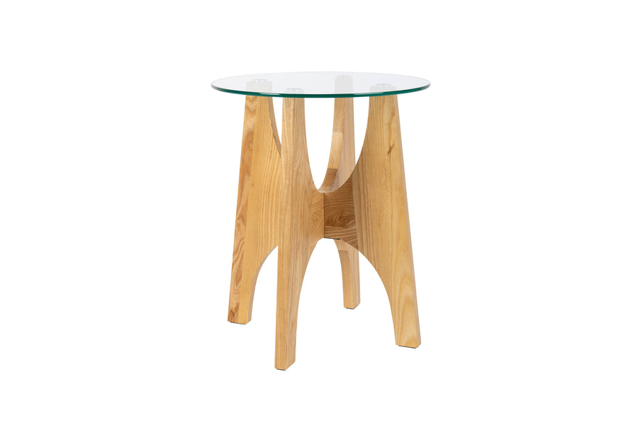 Kobe bijzettafel rond 45 cm glas/ hout