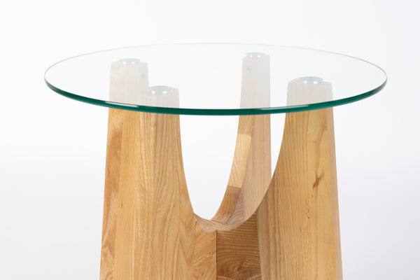 Kobe bijzettafel rond 45 cm glas/ hout