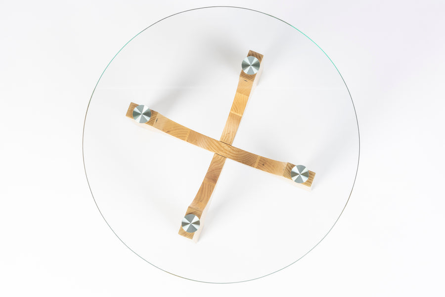 Kobe bijzettafel rond 45 cm glas/ hout