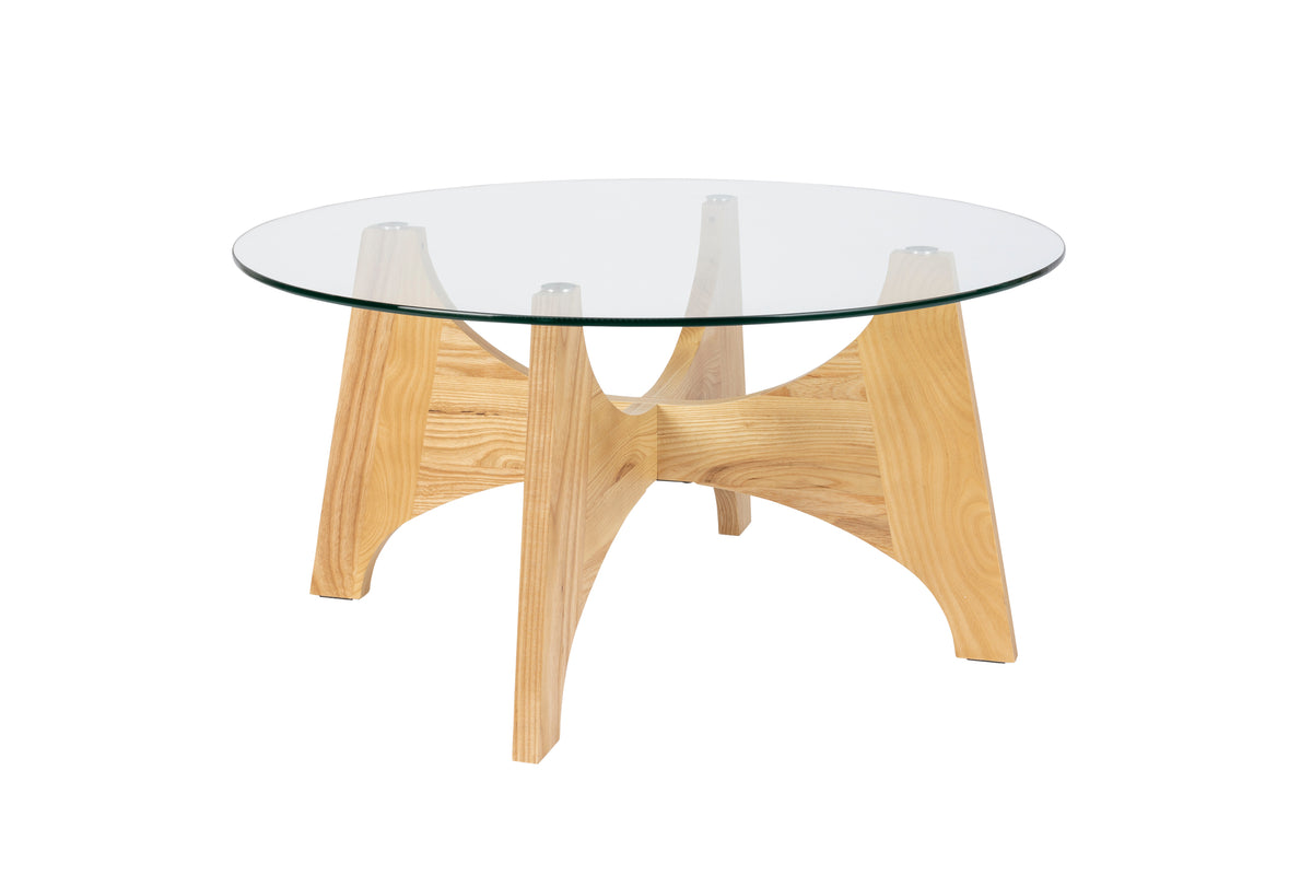 Kobe salontafel rond 80 cm glas/ hout