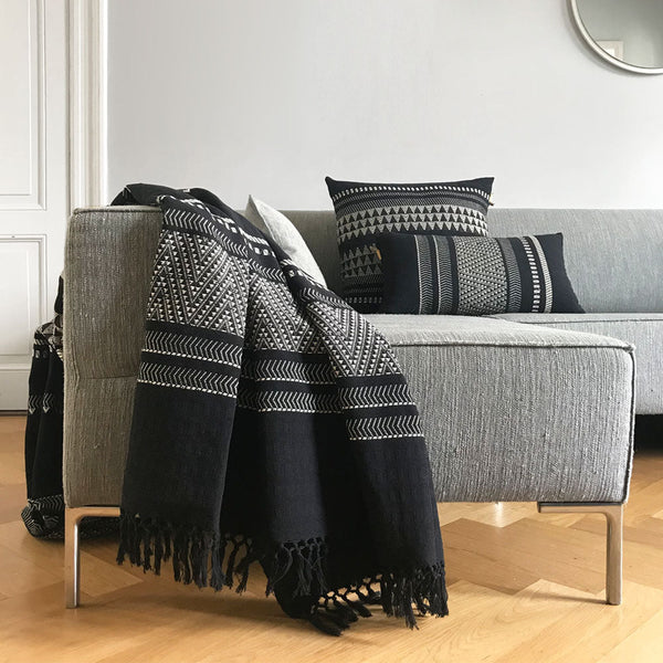 Malagoon sierkussen native - zwart - 60x60cm 100% katoen