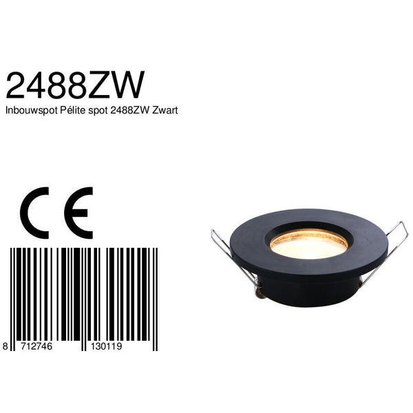 Inbouwspot Pélite spot 2488ZW Zwart