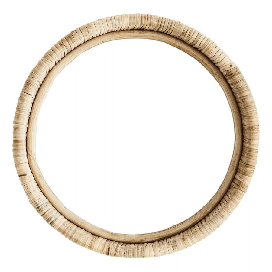 Round mirror w/ bamboo