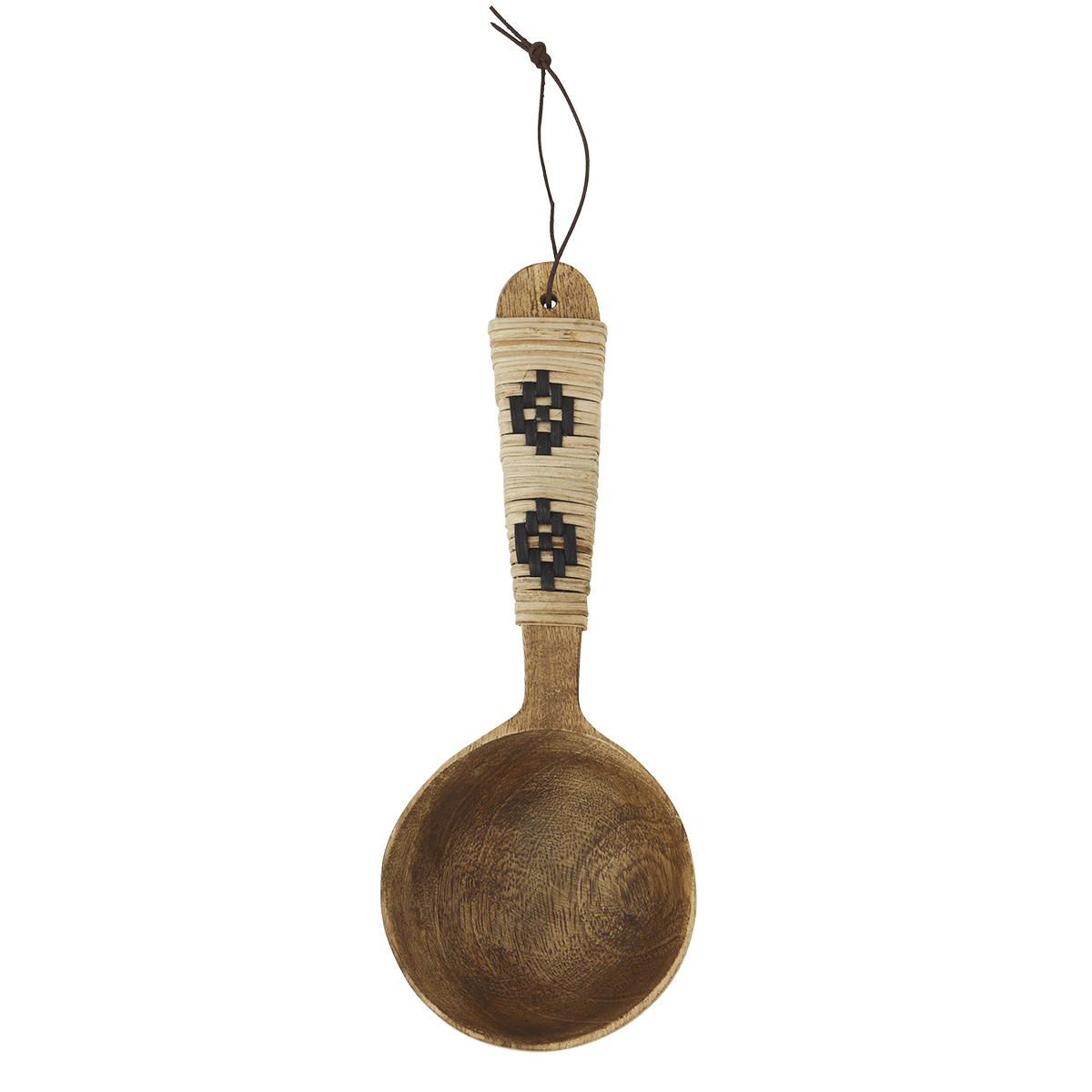 Wooden serving spoon w/ cane