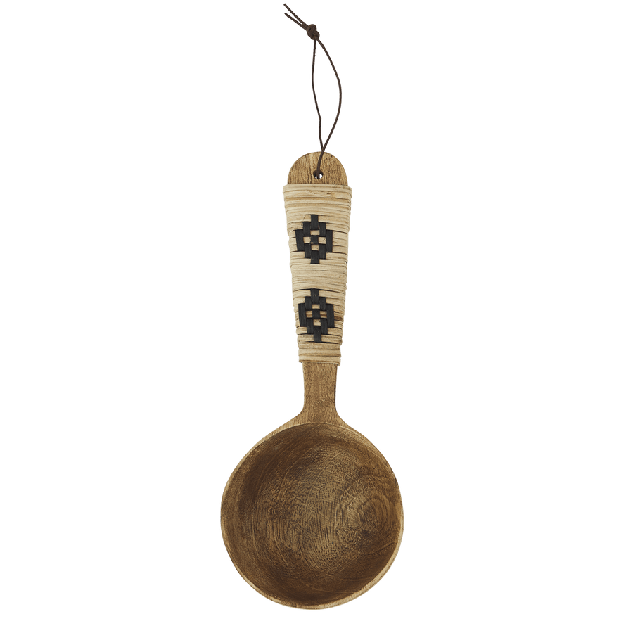 Wooden serving spoon w/ cane