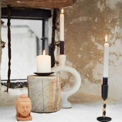 Iron candle holders w/ bamboo