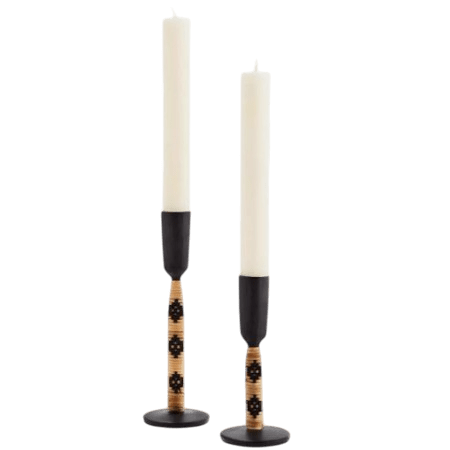Iron candle holders w/ bamboo