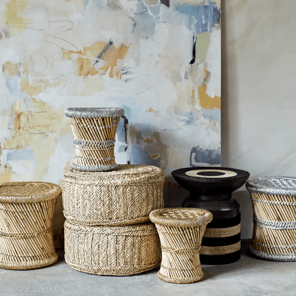 Pampas stools w/ gold