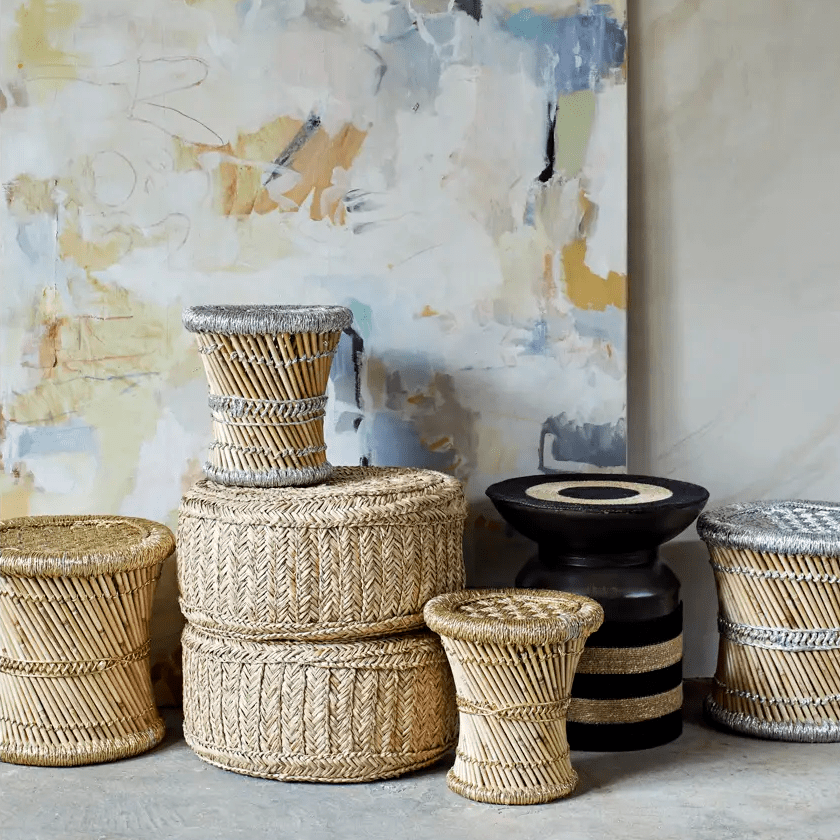 Pampas stools w/ gold