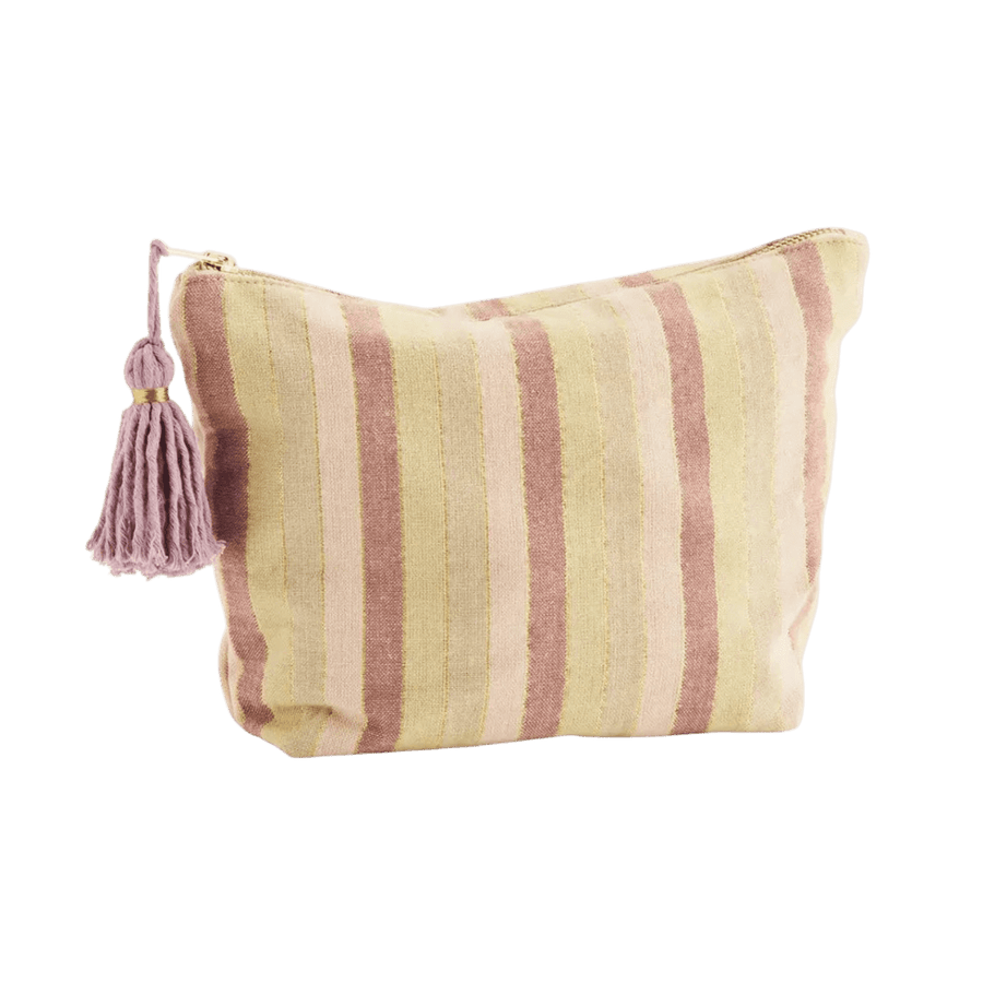 Striped washbag w/ tassel