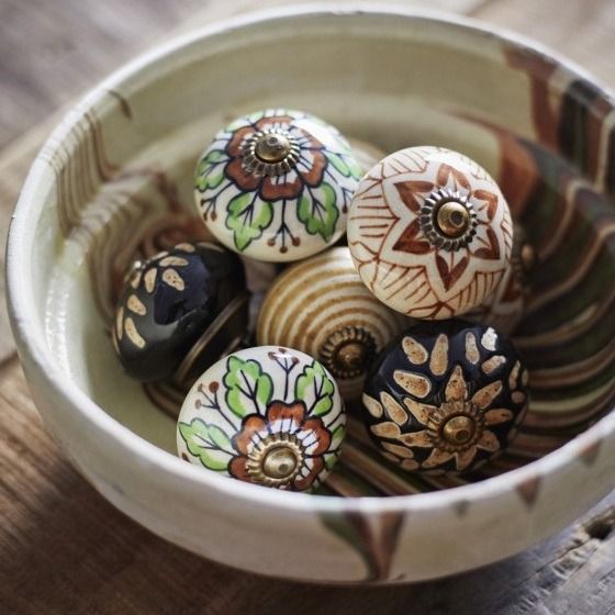 Hand painted stoneware doorknob