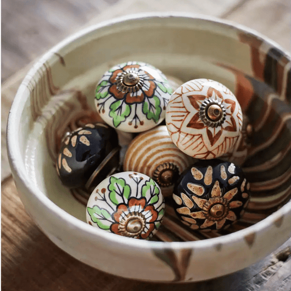 Hand painted stoneware doorknob