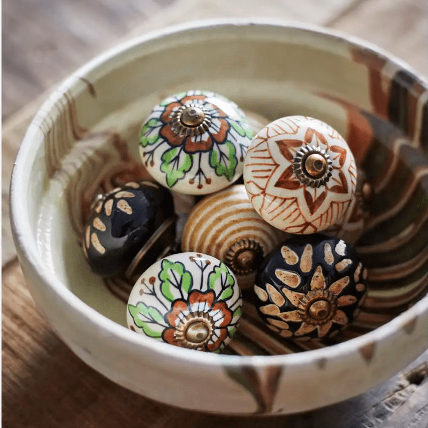 Hand painted stoneware doorknob