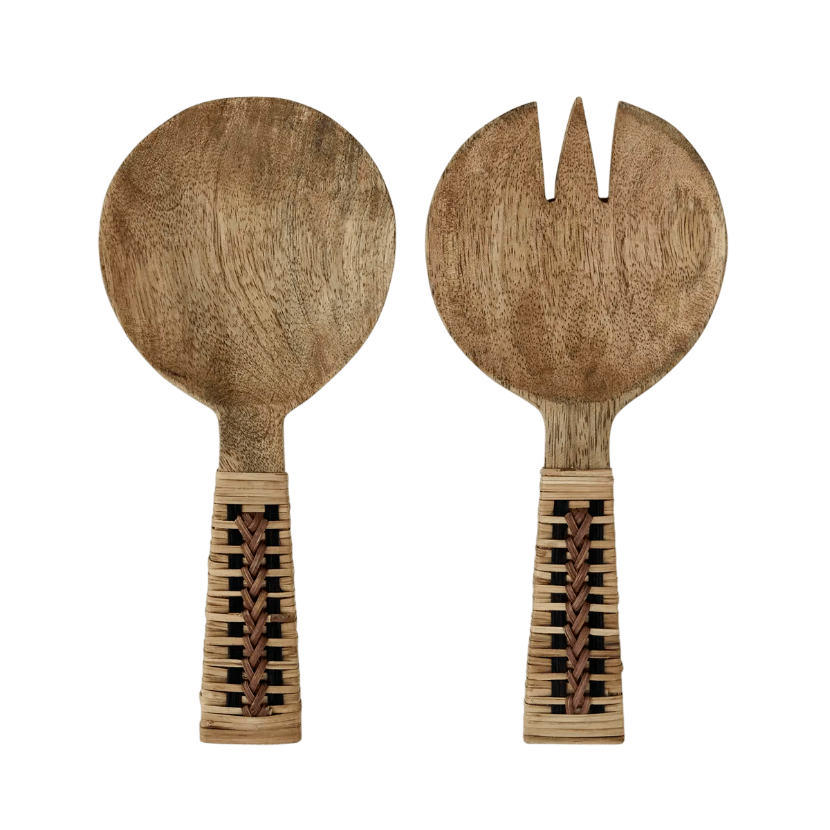 Wooden serving set w/ cane