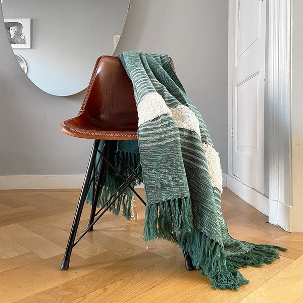 Malagoon plaid tribal - groen mélange - 125x150cm