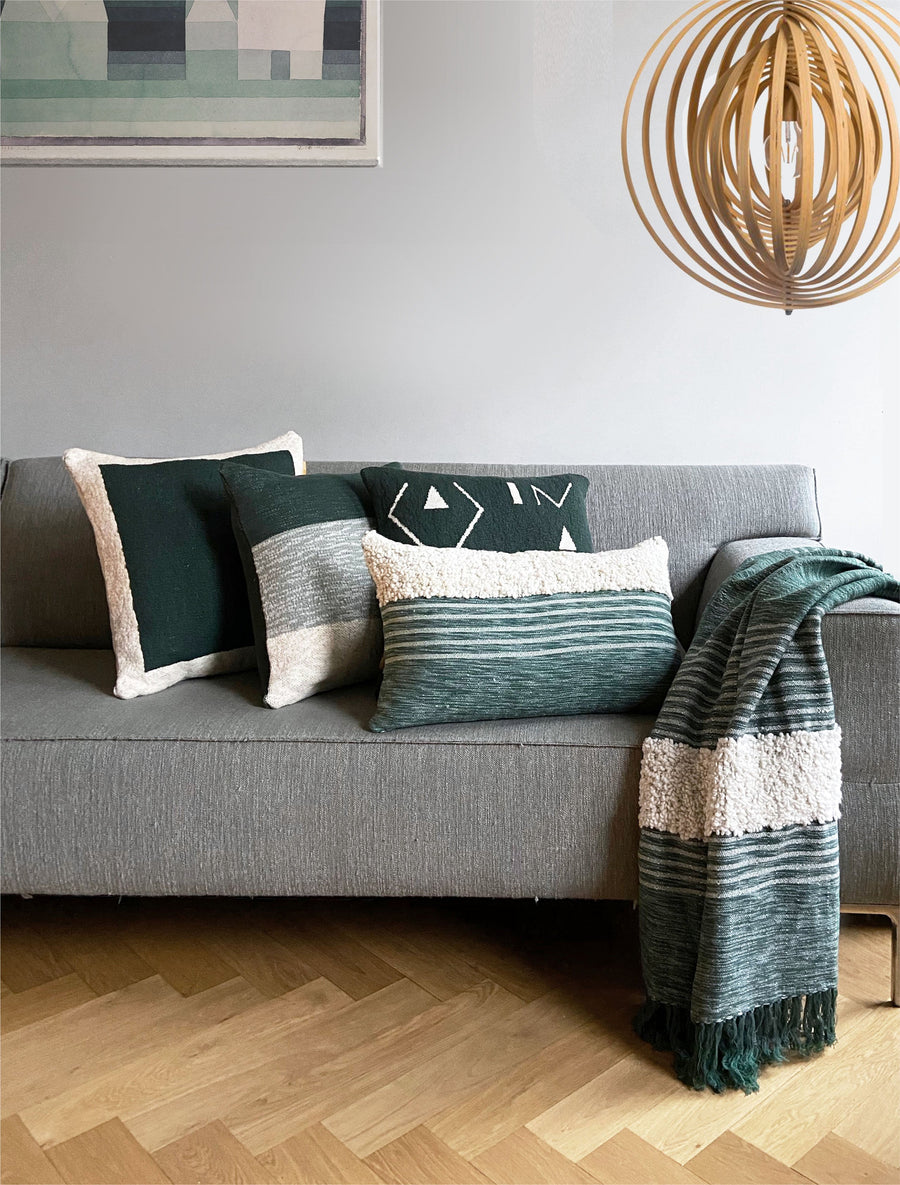 Malagoon plaid tribal - groen mélange - 125x150cm