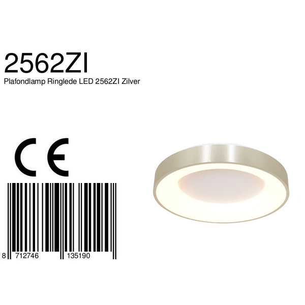 Plafondlamp Ringlede 2562ZI Zilver Ø38cm