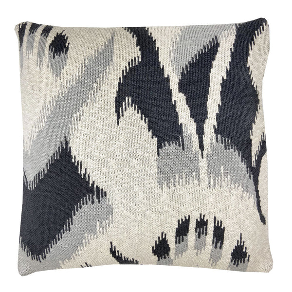 Malagoon sierkussen ikat - antraciet - 50x50cm 100% biologisch katoen